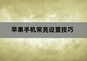 苹果手机常亮设置技巧 苹果手机常亮设置技巧-图片2